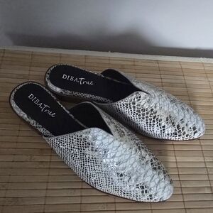 Diba True Women's Snakeskin Mules - Black and White